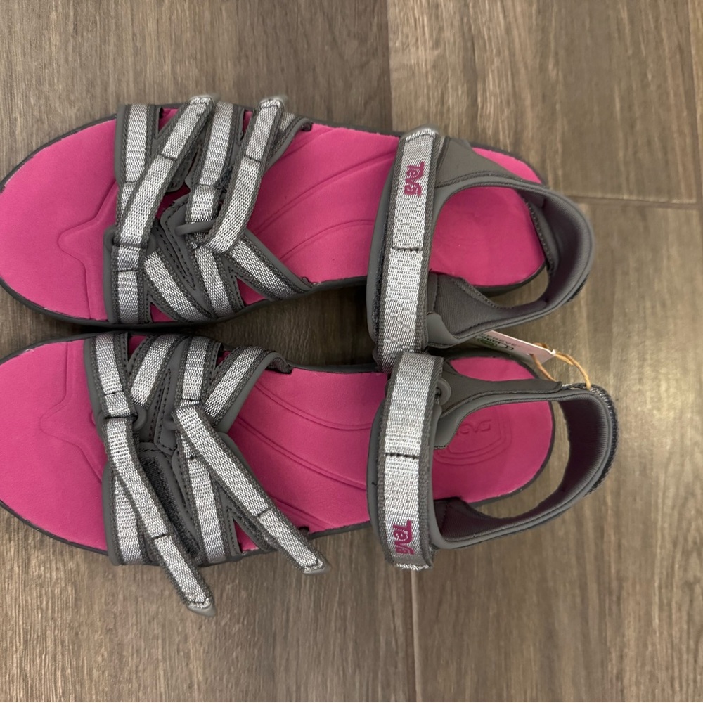 Teva Pink and Gray Strappy Sandals